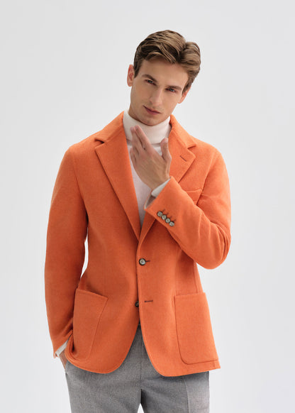 Double Faced Cashmere Soft Jacket Orange/Cream - Paul Stuart