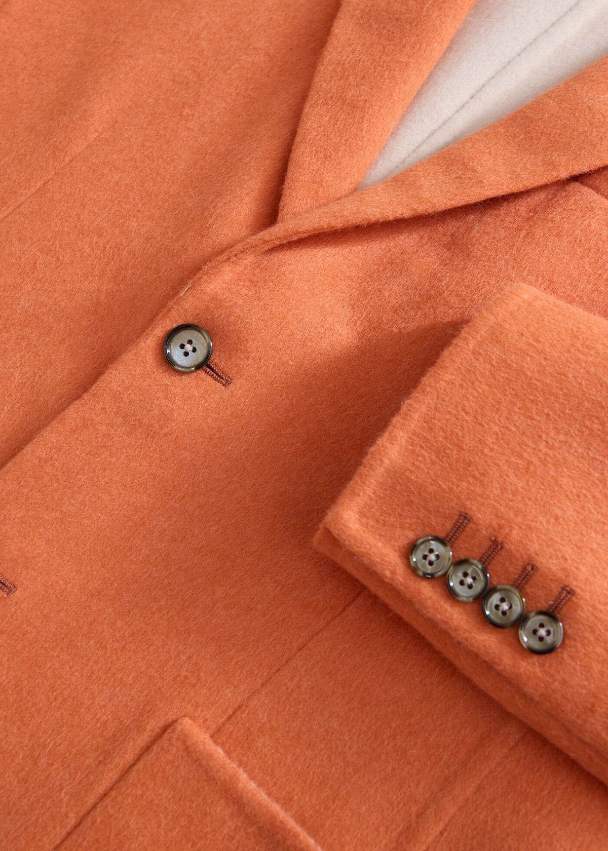Double Faced Cashmere Soft Jacket Orange/Cream - Paul Stuart