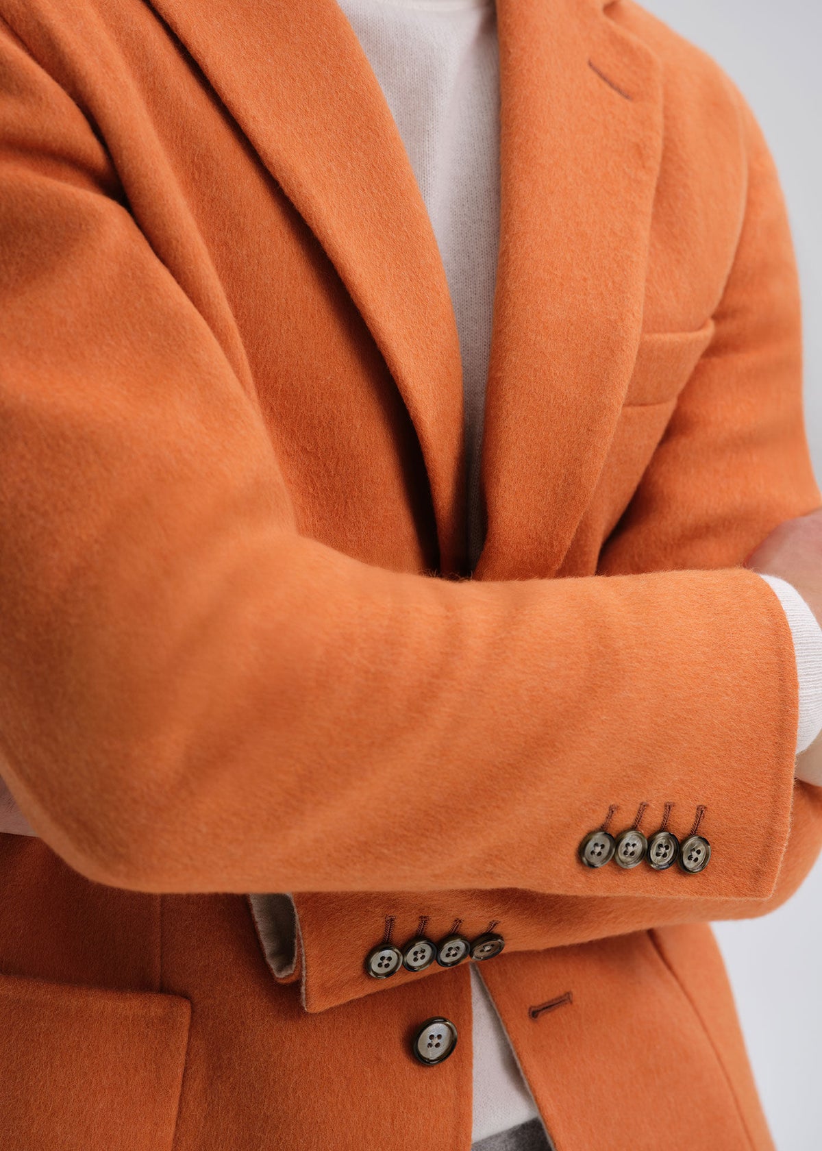 Double Faced Cashmere Soft Jacket Orange/Cream - Paul Stuart