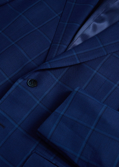 Deco Windowpane Jacket Blue - Paul Stuart