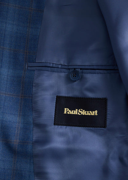 All Year Wool Plaid Jacket Mid Blue - Paul Stuart