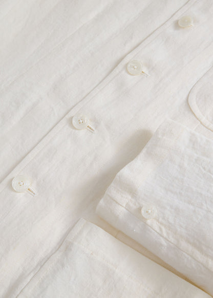 Linen Stand Collar Jacket Indigo - Paul Stuart