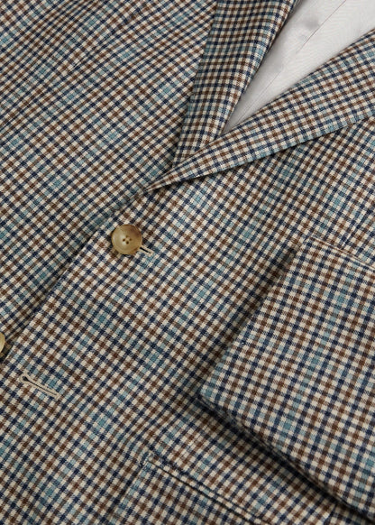 Cashmere & Silk Plaid Jacket Blue - Paul Stuart