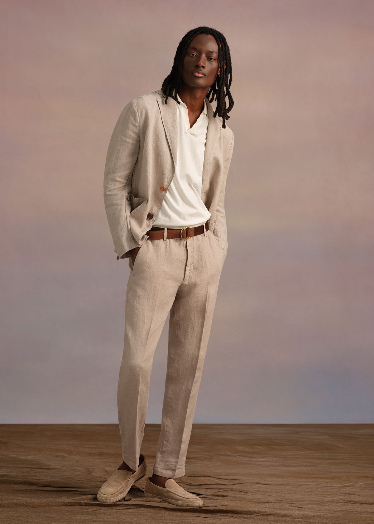 Washed Linen Jacket Navy - Paul Stuart