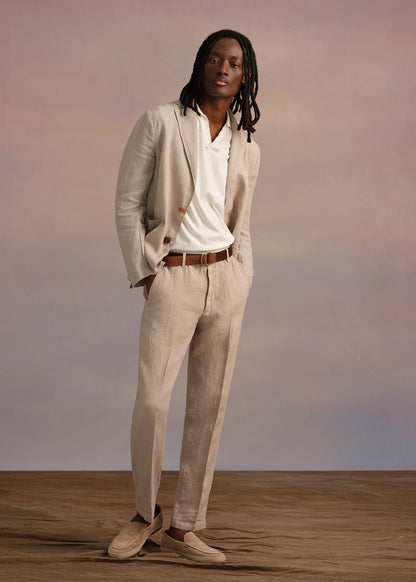 Washed Linen Jacket Navy - Paul Stuart
