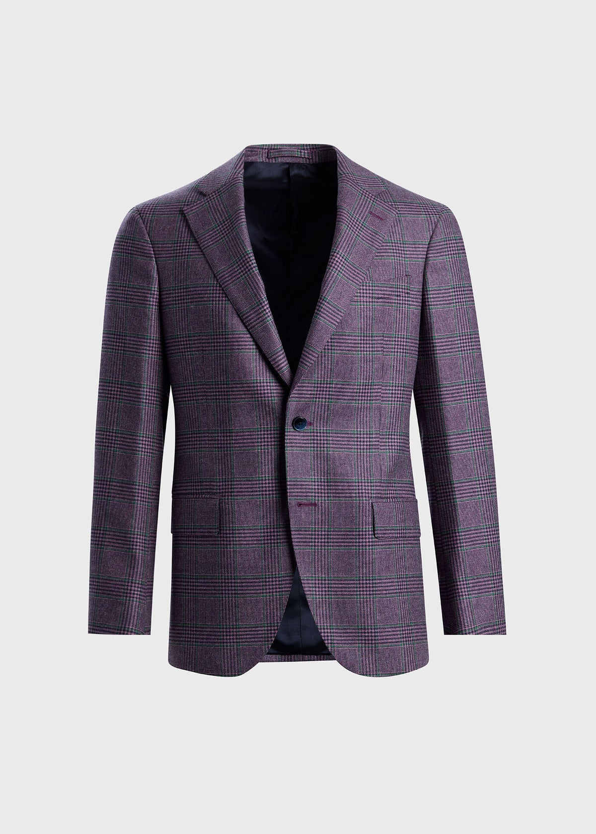 All Year Wool & Cashmere Plaid Jacket Plum - Paul Stuart