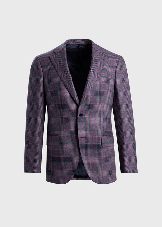 All Year Wool & Cashmere Plaid Jacket Plum - Paul Stuart