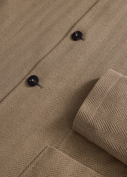 Stand Collar Herringbone Knit Jacket Tan - Paul Stuart