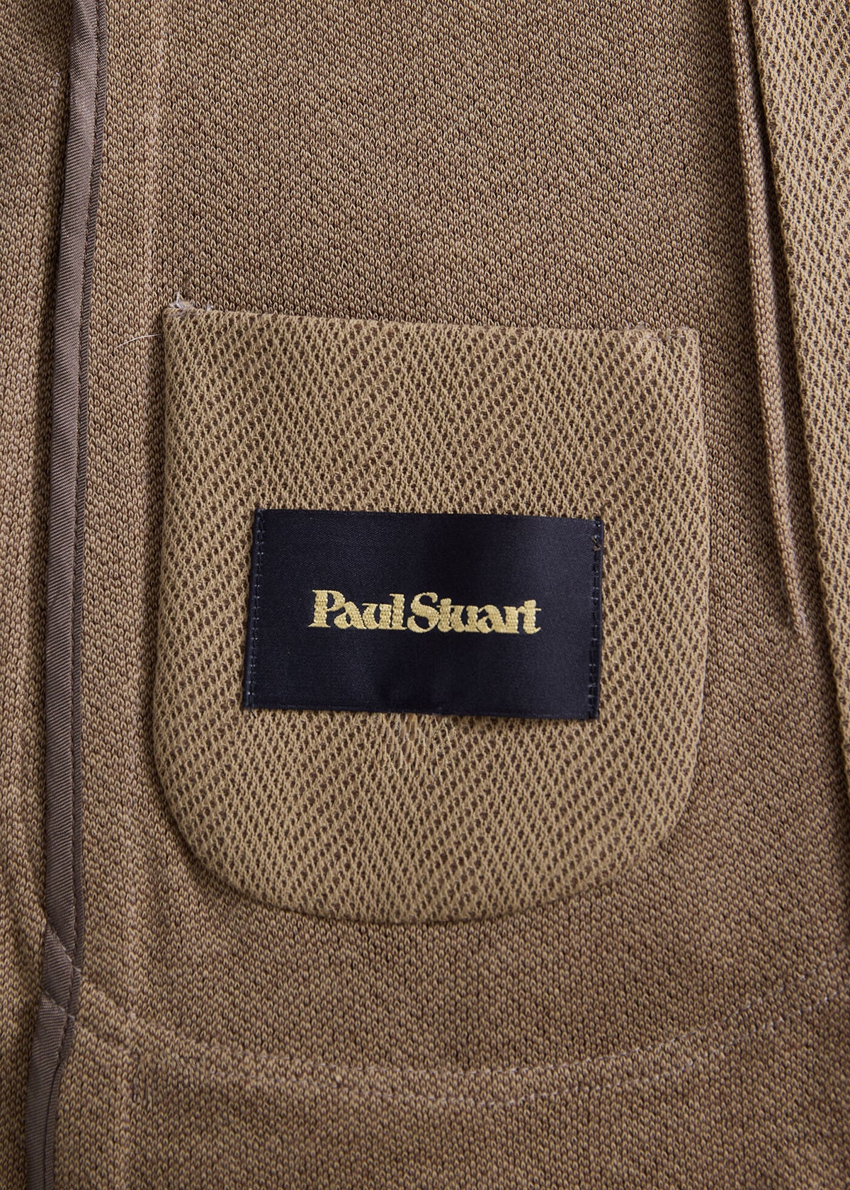 Stand Collar Herringbone Knit Jacket Tan - Paul Stuart