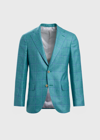 Silk & Cashmere Deco Windowpane Jacket Mint - Paul Stuart