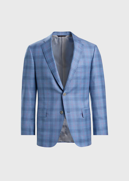 Wool Plaid Jacket Light Blue - Paul Stuart