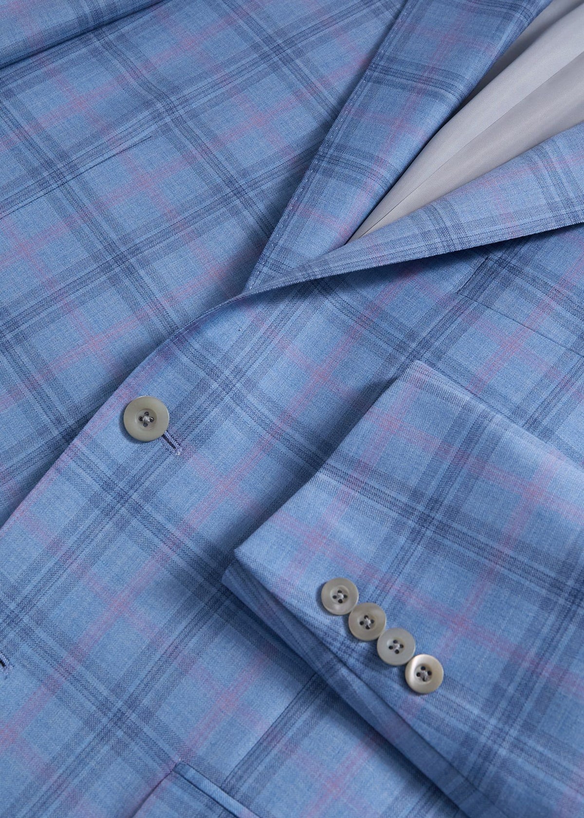 Wool Plaid Jacket Light Blue - Paul Stuart