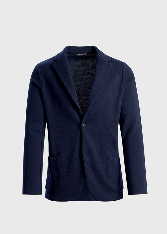 Water Resistant Wool Knitted Jacket Navy - Paul Stuart