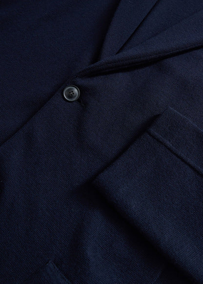 Water Resistant Wool Knitted Jacket Navy - Paul Stuart