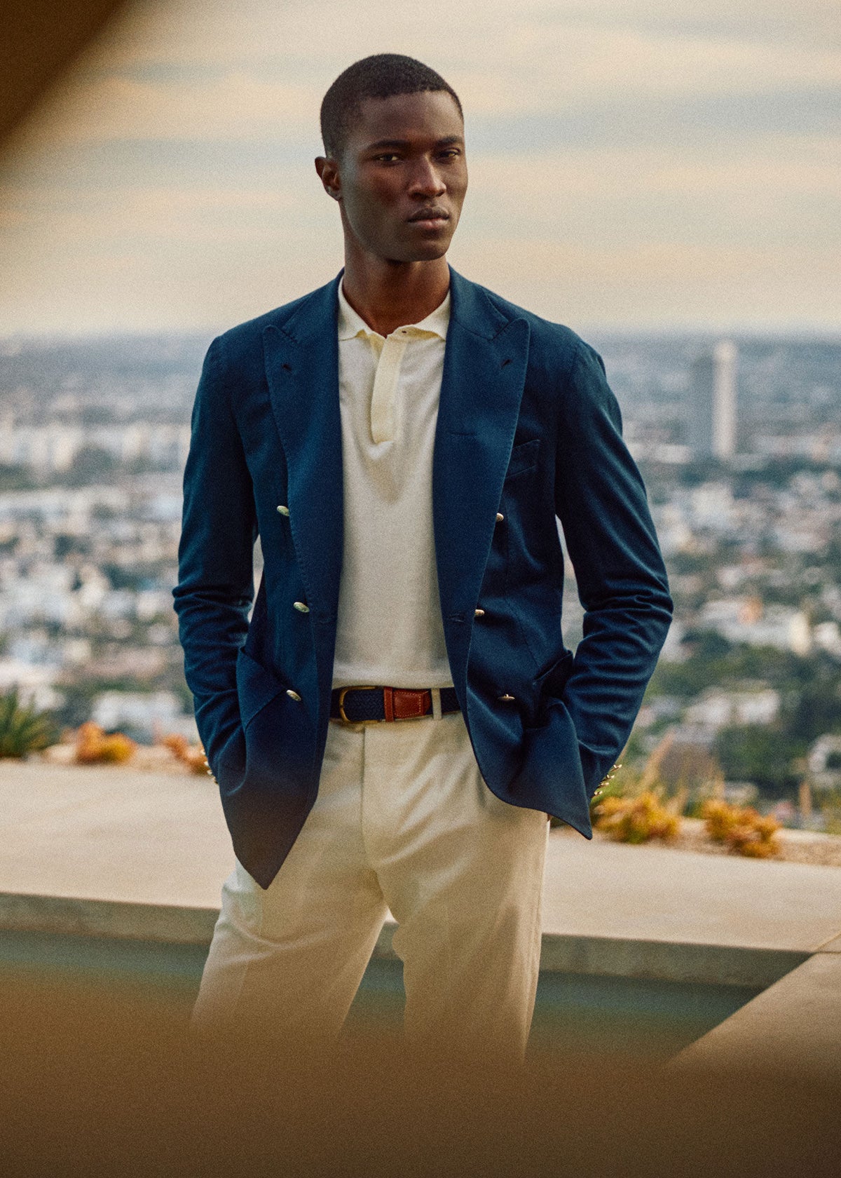 Lightweight Double Breasted Blazer Navy - Paul Stuart
