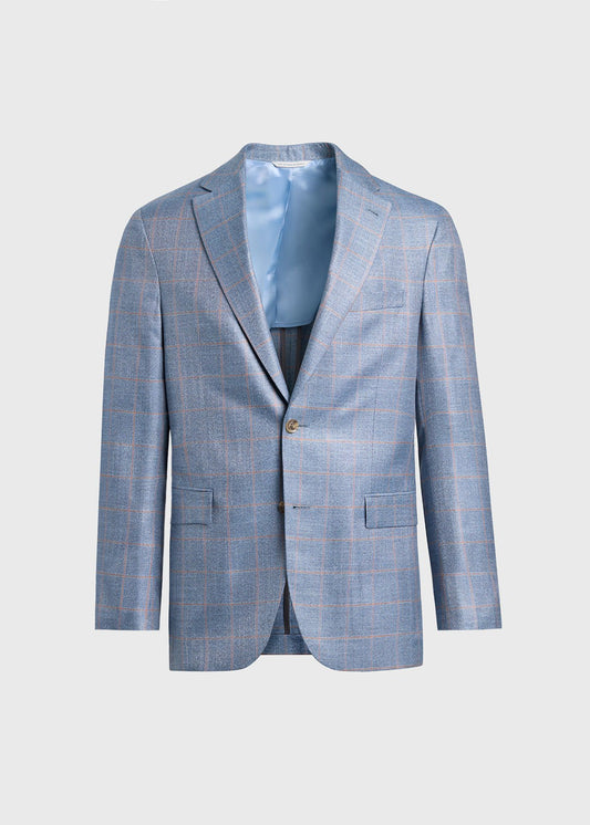 Windowpane Bamboo Jacket Light Blue - Paul Stuart