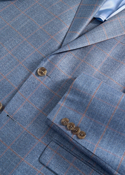 Windowpane Bamboo Jacket Light Blue - Paul Stuart