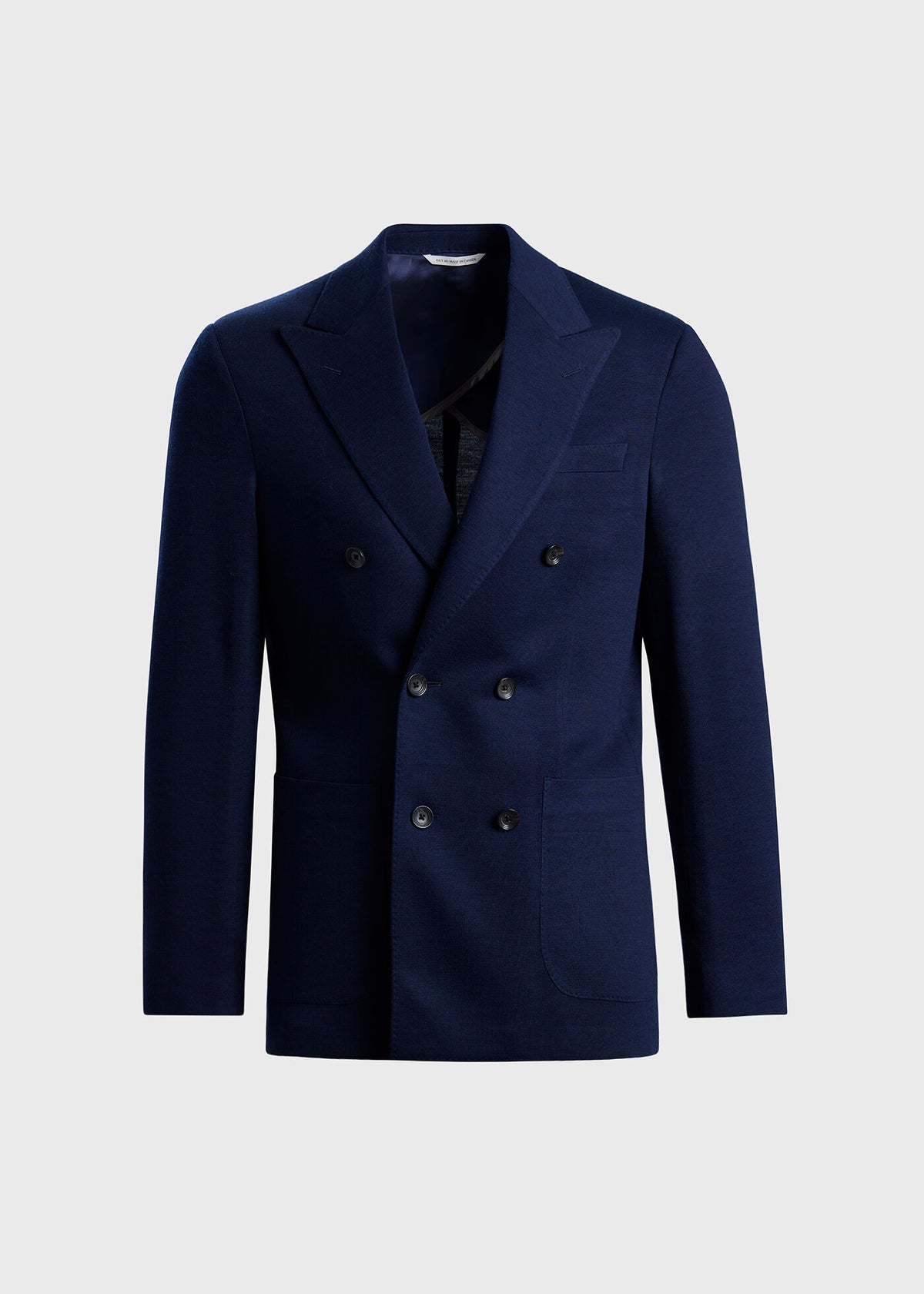 Double-Breasted Wool Knit Blazer Navy - Paul Stuart