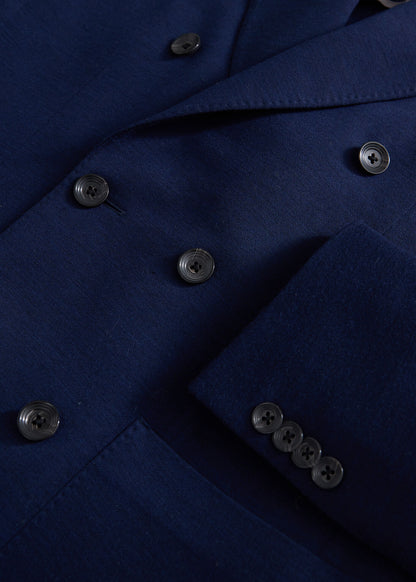 Double-Breasted Wool Knit Blazer Navy - Paul Stuart