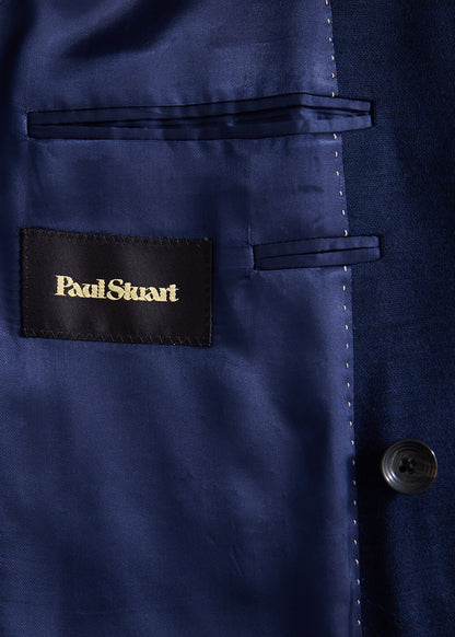 Double-Breasted Wool Knit Blazer Navy - Paul Stuart