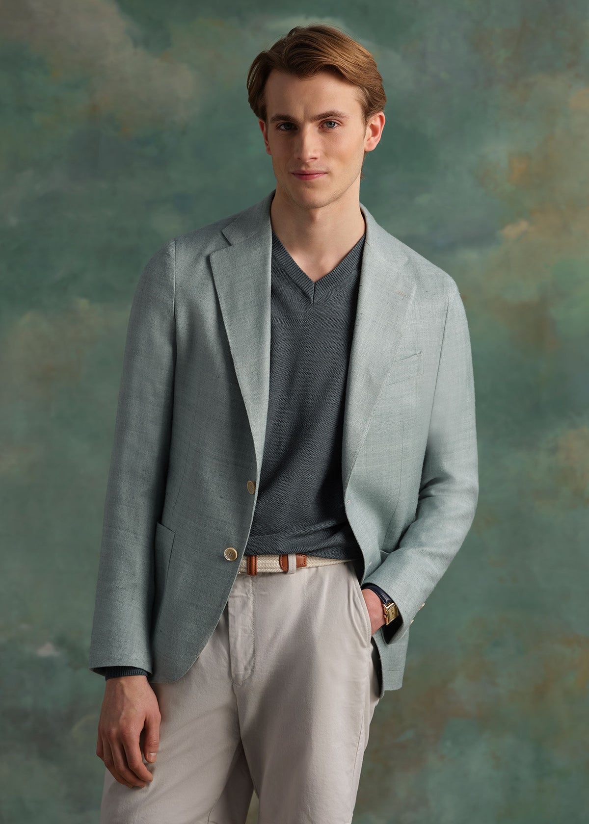 Silk Slub Blazer Blue - Paul Stuart