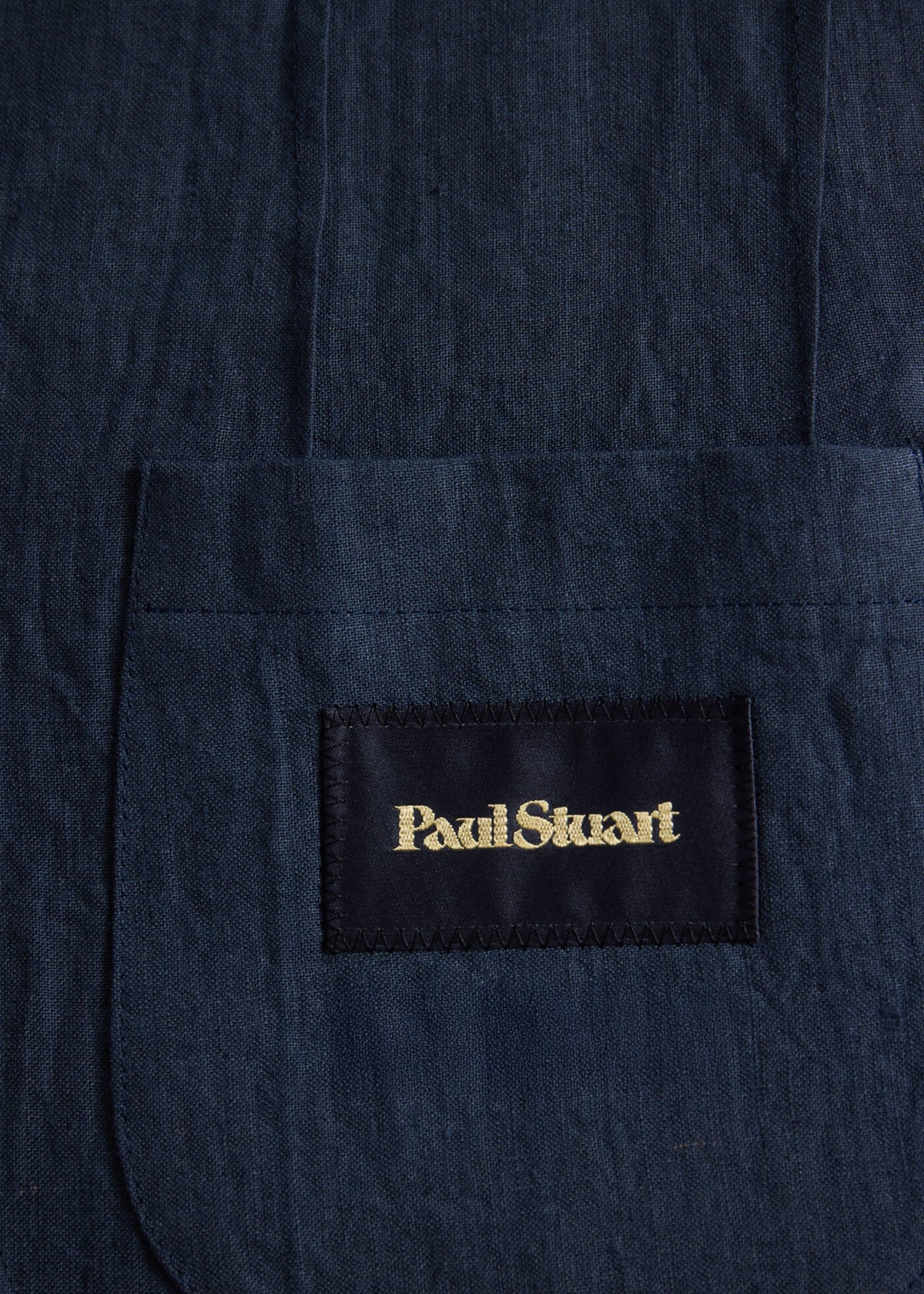 Linen Stand Collar Jacket Indigo - Paul Stuart