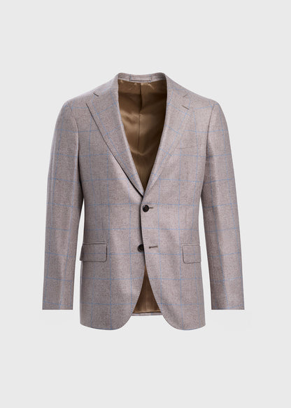 Silk Windowpane Summer Jacket Tan/Blue - Paul Stuart