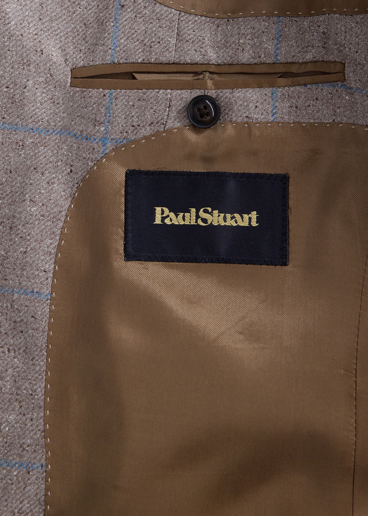 Silk Windowpane Summer Jacket Tan/Blue - Paul Stuart