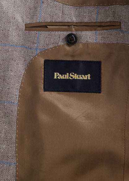 Silk Windowpane Summer Jacket Tan/Blue - Paul Stuart