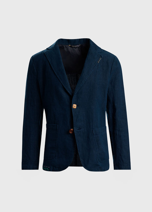 Washed Linen Jacket Navy - Paul Stuart