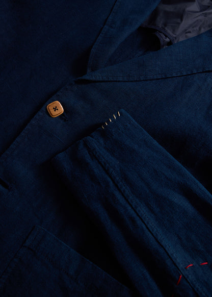Washed Linen Jacket Navy - Paul Stuart