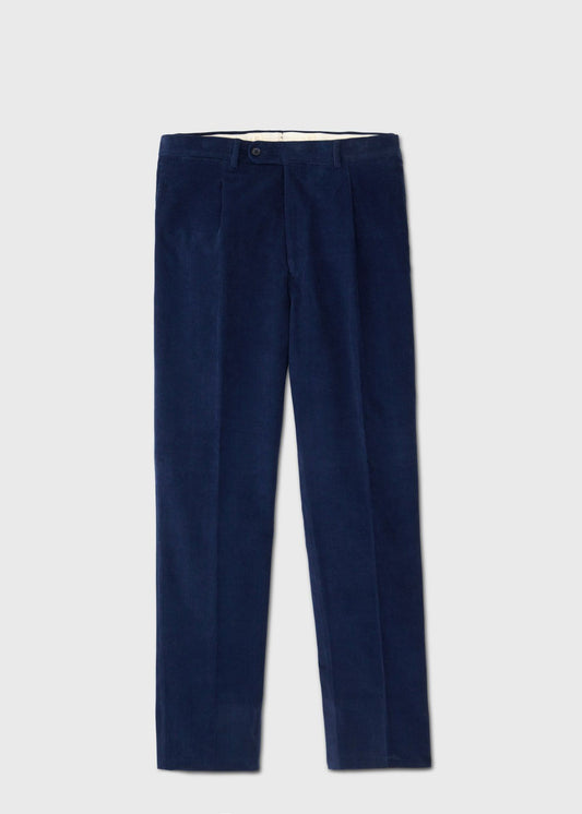 Pleated Corduroy Trouser Navy - Paul Stuart