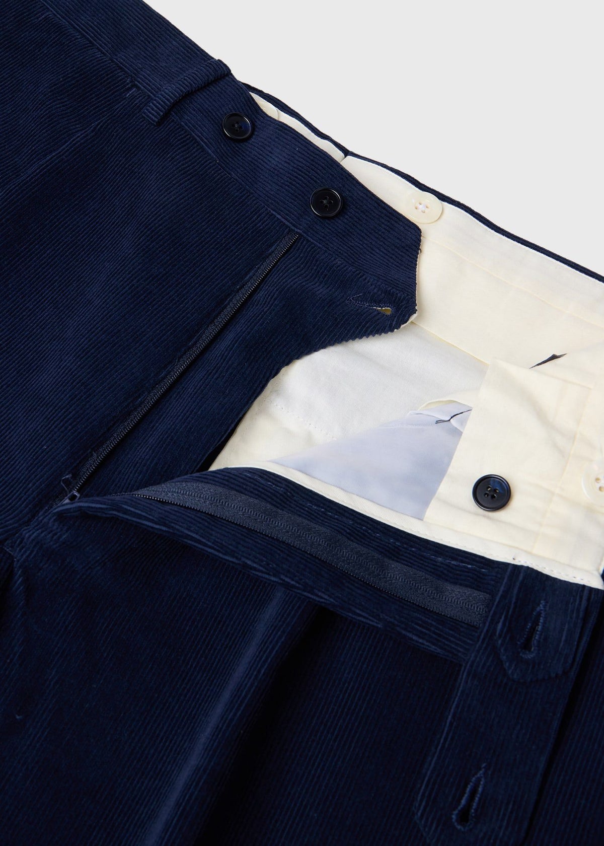 Pleated Corduroy Trouser Navy - Paul Stuart