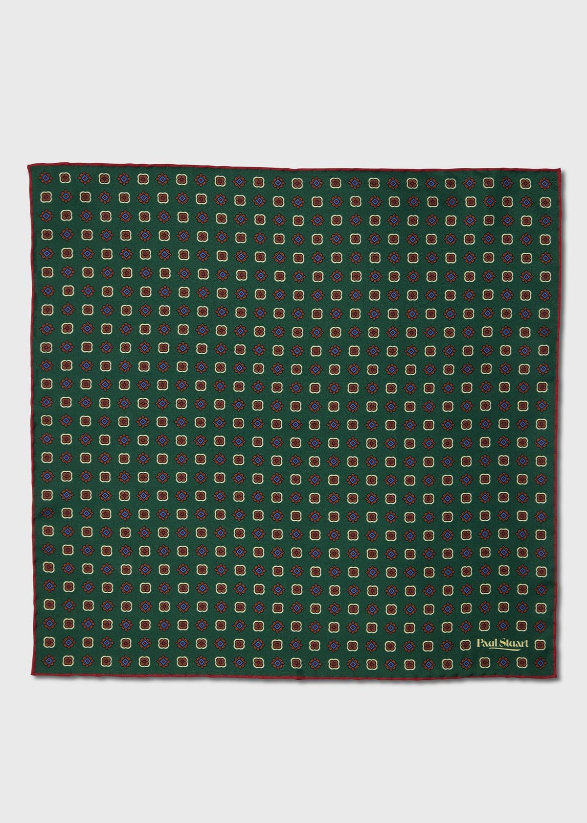 Medallion Silk Pocket Square Blue - Paul Stuart