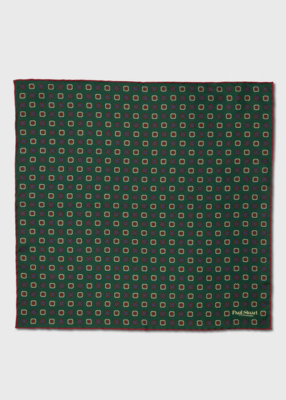 Medallion Silk Pocket Square Blue - Paul Stuart