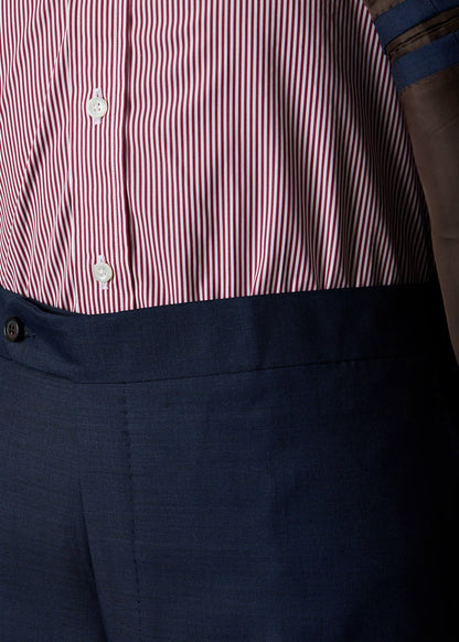 Double-Breasted Suit in Wool Sharkskin Blue - Paul Stuart