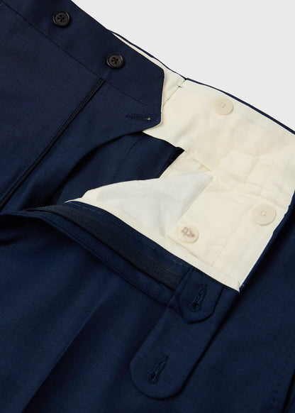 Double-Breasted Suit in Wool Sharkskin Blue - Paul Stuart