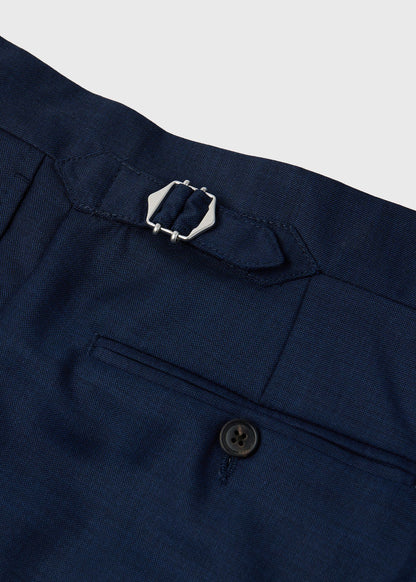 Double-Breasted Suit in Wool Sharkskin Blue - Paul Stuart