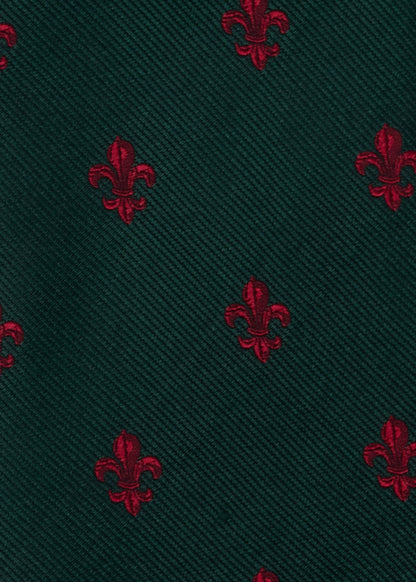 Fleur-de-Lis Silk Tie Green/Red - Paul Stuart