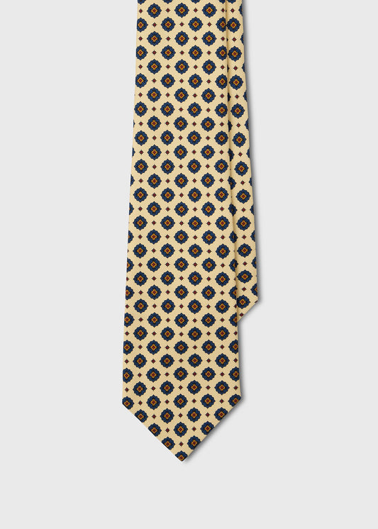 Medallion Silk Tie Beige - Paul Stuart