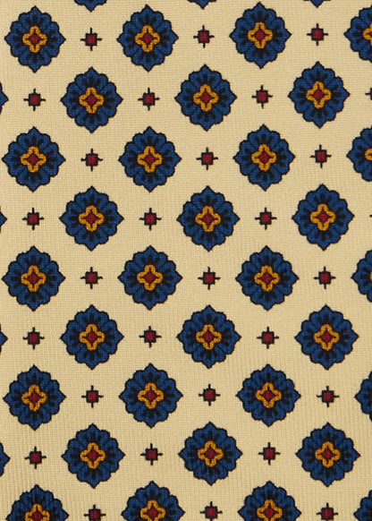 Medallion Silk Tie Beige - Paul Stuart