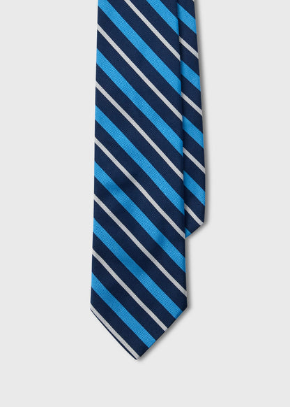 Repp Stripe Silk Tie Blue Mix - Paul Stuart
