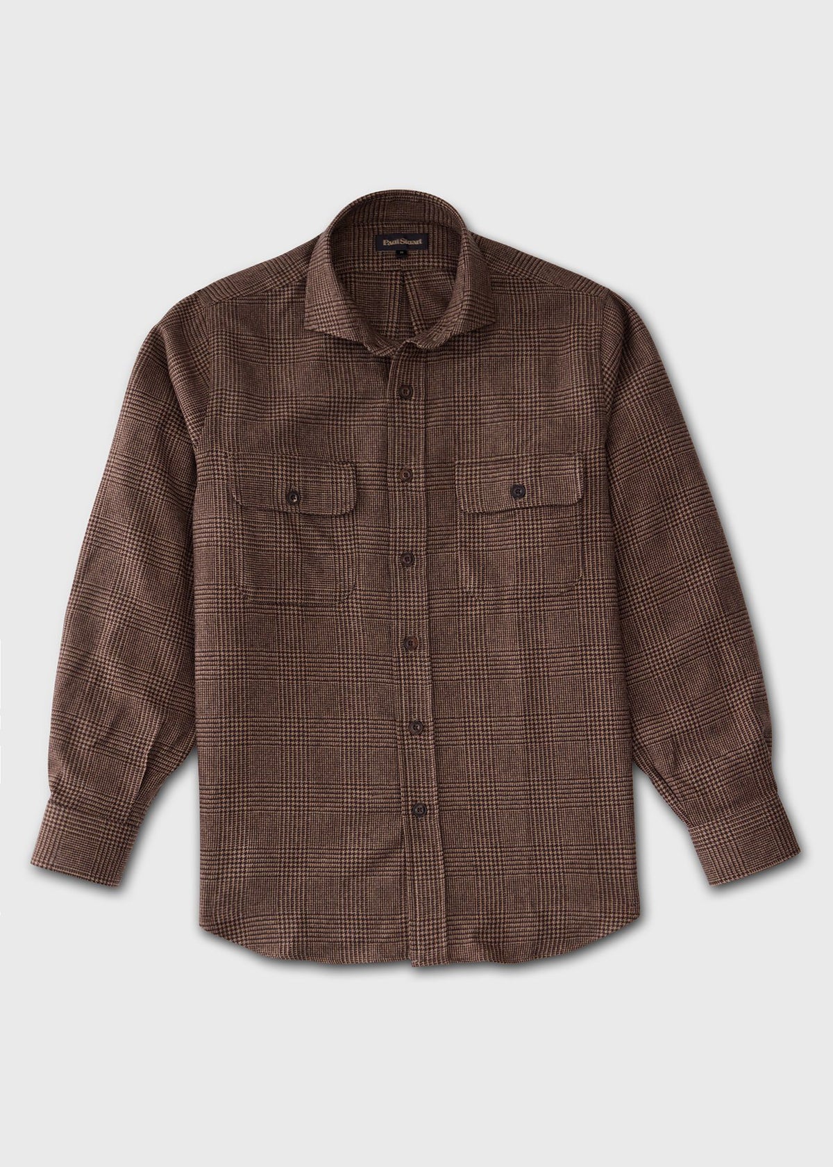 Glen Plaid Cashmere Overshirt Brown - Paul Stuart