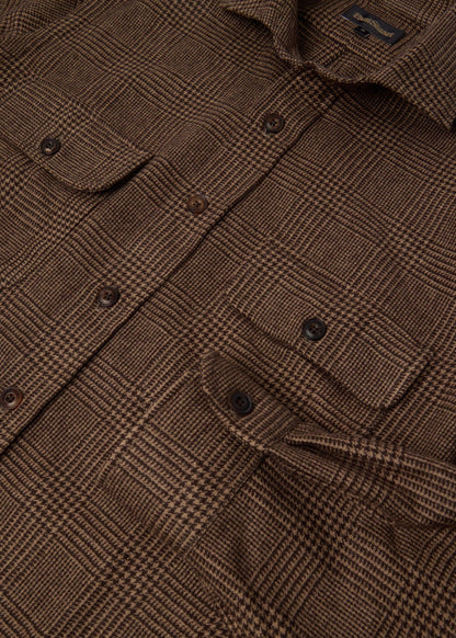 Glen Plaid Cashmere Overshirt Brown - Paul Stuart