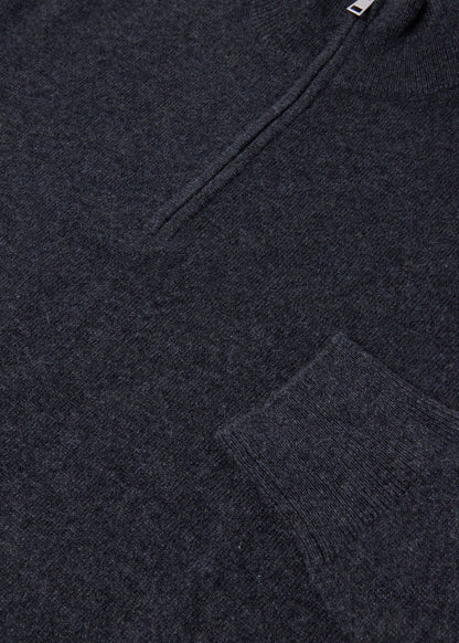 Cashmere Quarter-Zip Sweater Charcoal - Paul Stuart