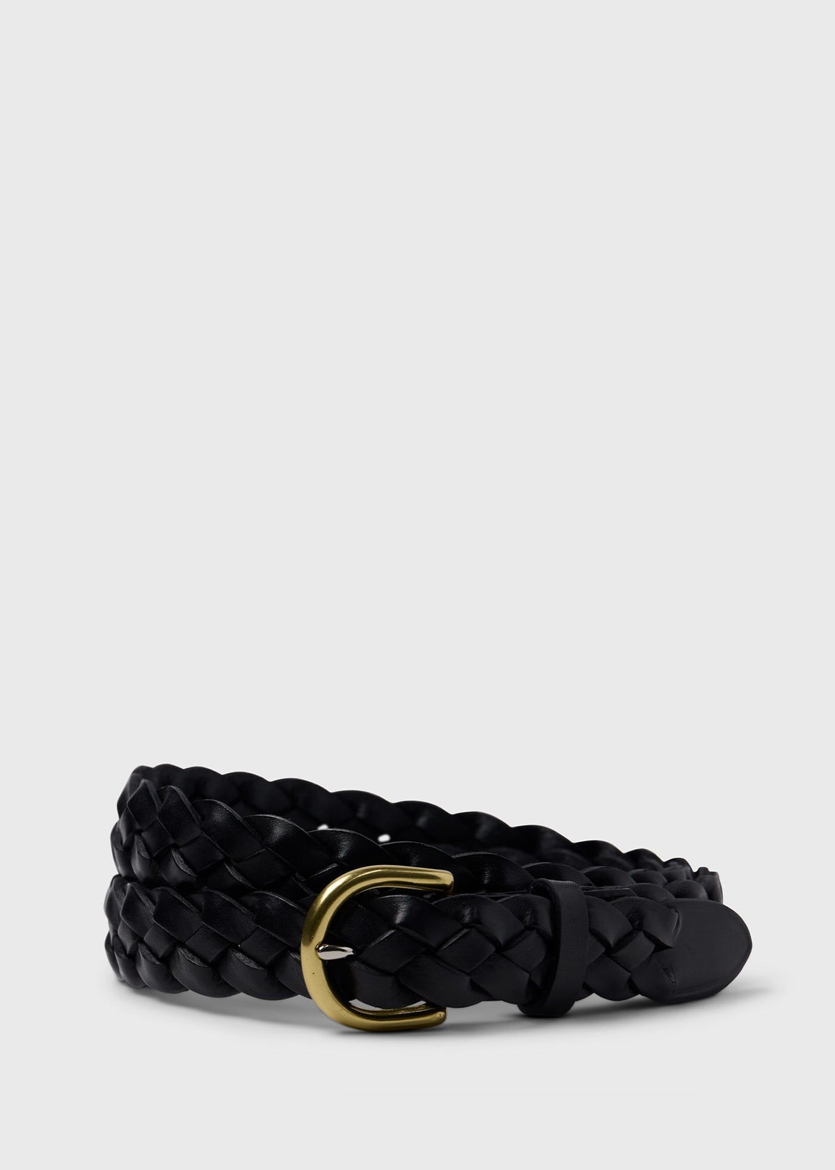 Braided Leather Belt Black - Paul Stuart