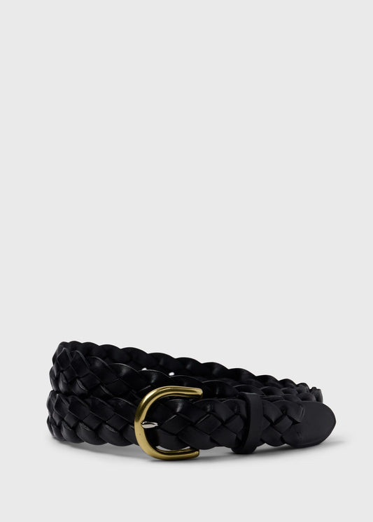 Braided Leather Belt Black - Paul Stuart