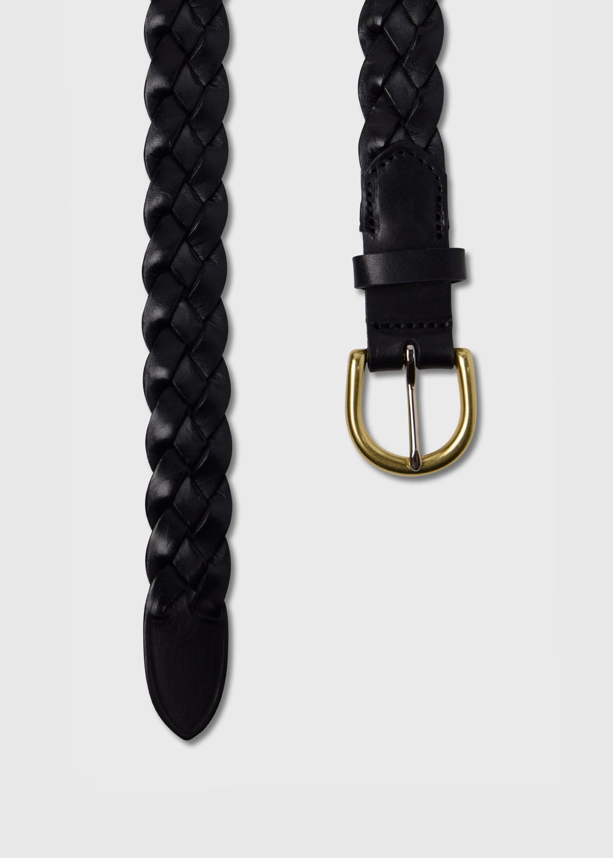 Braided Leather Belt Black - Paul Stuart