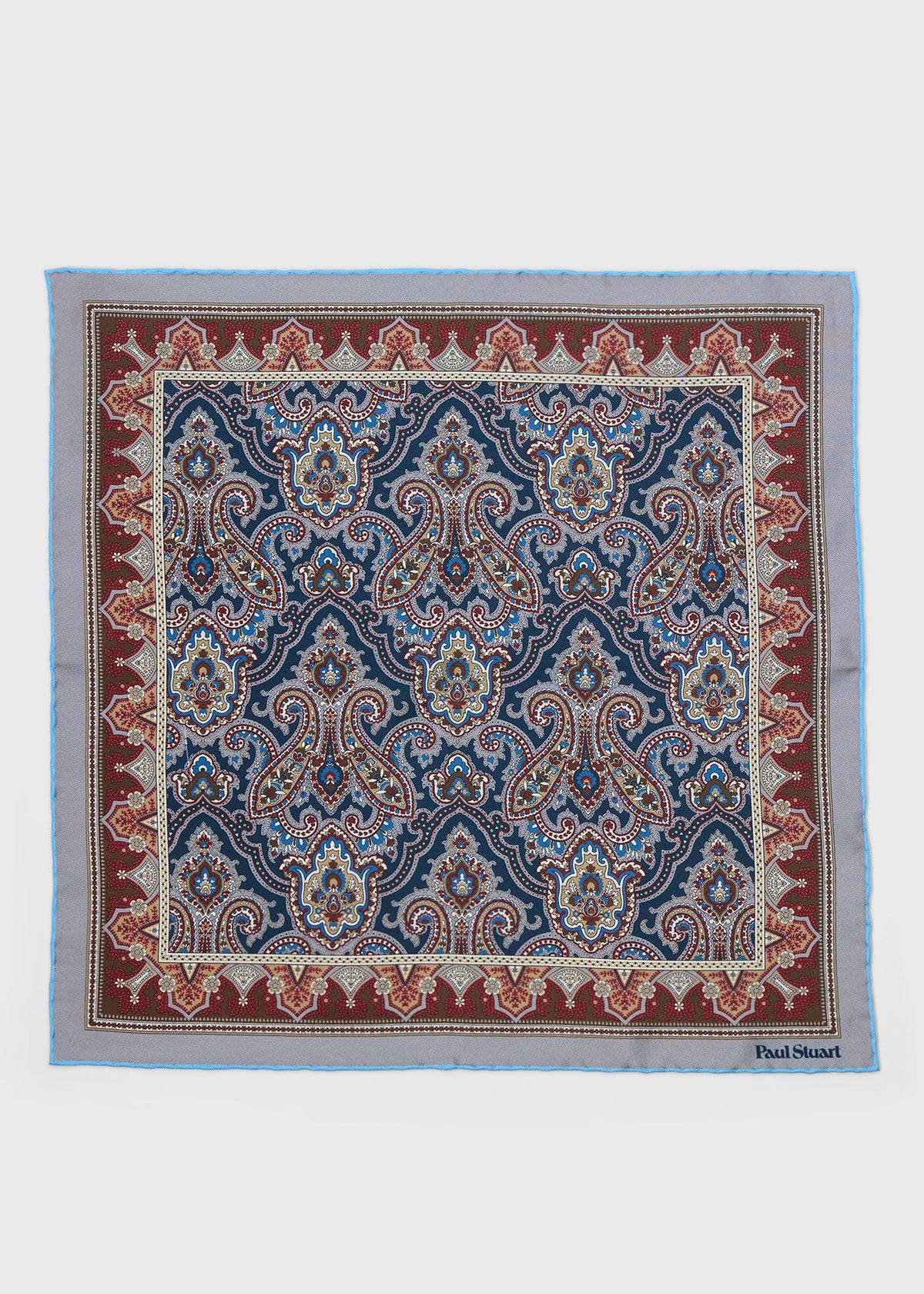 Paisley Silk Pocket Square Brown/Grey - Paul Stuart
