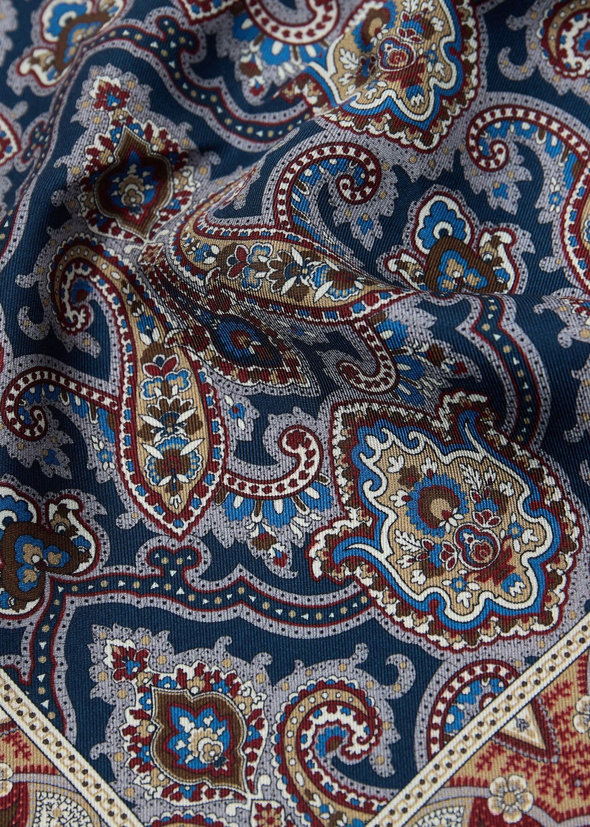 Paisley Silk Pocket Square Brown/Grey - Paul Stuart
